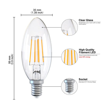 DecorBites™ LED Flame Effect Bulbs C35 6.5W 220V Dimmable Candle Filament Bulb