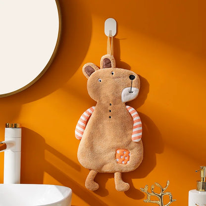 Decorbites™ Kinder Korallen-Samtkissen Hängendes Handtuch: Weiches, hautfreundliches Küchen- & Badehandtuch