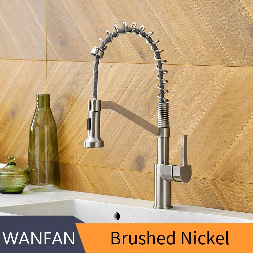 DecorBites™ Black Brass Kitchen Faucet Pull Out Swivel Spout Mixer Tap