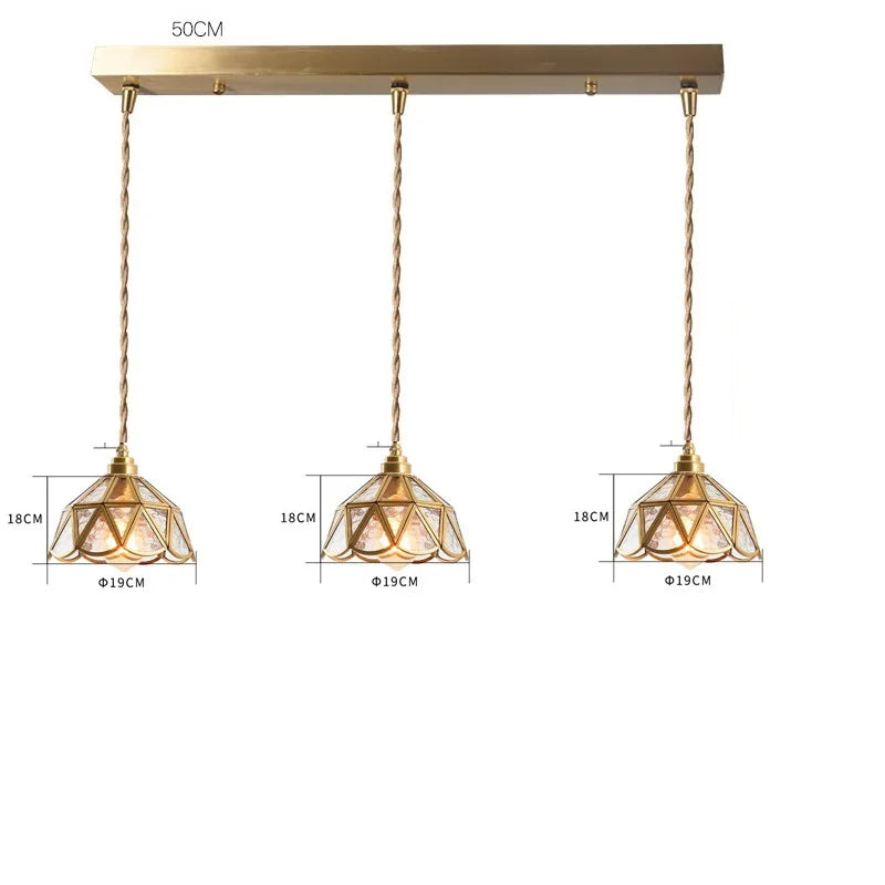 Decorbites™ Japanisches Vintage-Glas-Kupfer-LED-Pendant-Lampenleuchte für Schlafzimmer, Bar, Café