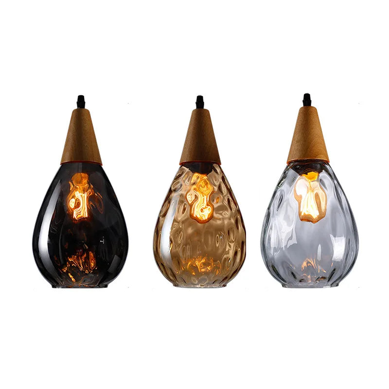 Glass Wood Pendant Lamp