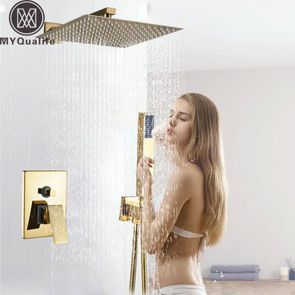 Decorbites™ Goldener Regendusche Armatur-Set mit einhebeliger Messing-Badmischer