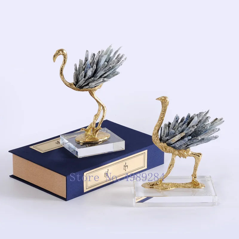 Copper Crystal Crane Decor