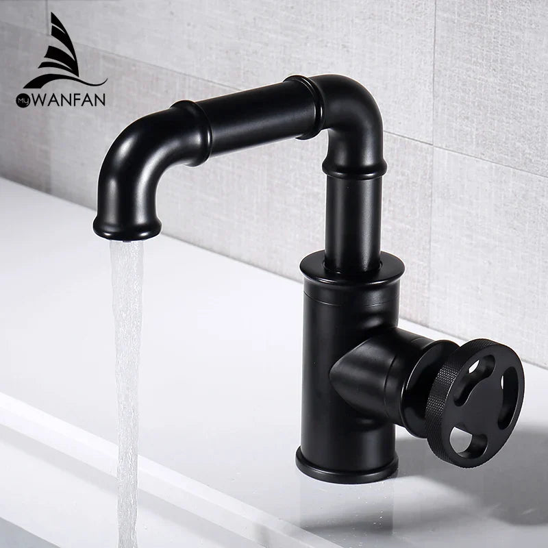 Gold Brass Basin Faucet With Solid Brass Body