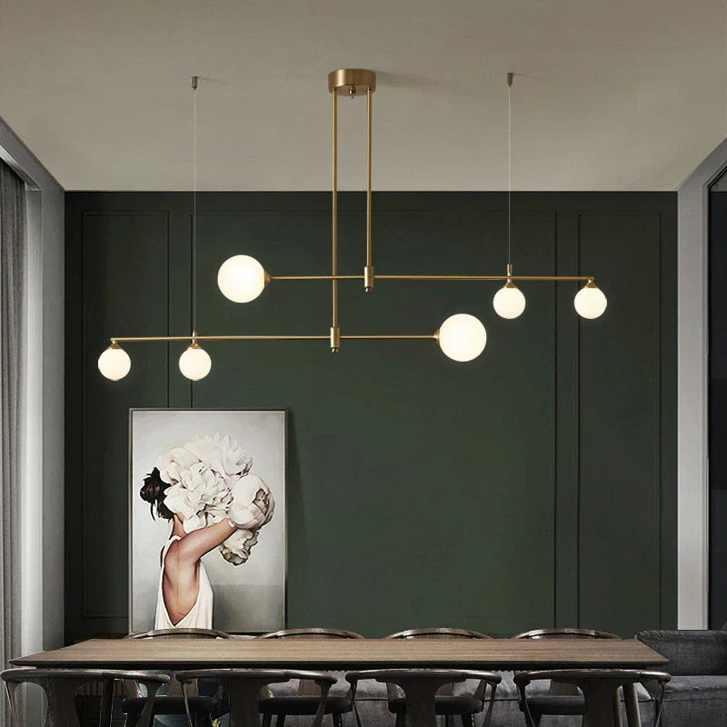 Gold Copper Glass Ball Chandelier 6-Head