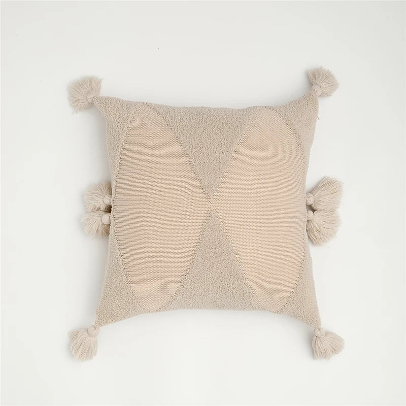 Tassel Knit Cushion Cover Mustard 45x45cm