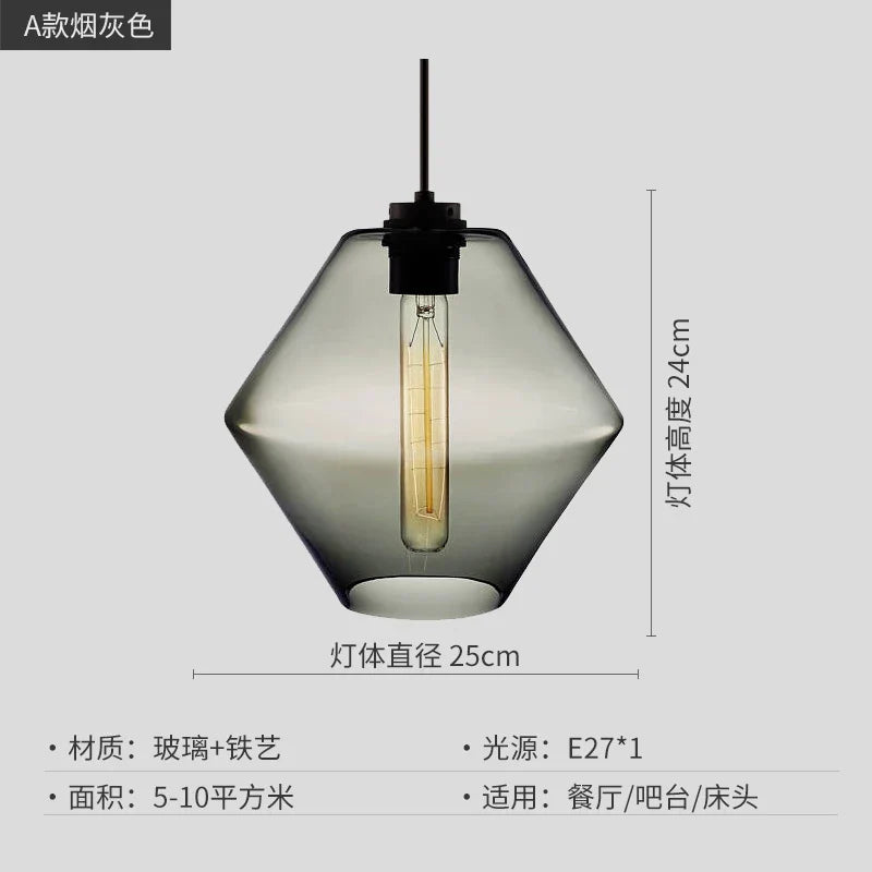 DecorBites™ Geometric Glass Pendant Light Collection: Modern Crystalline Pendant Series