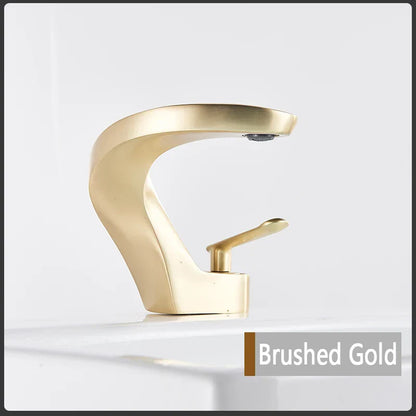 Decorbites™ Gebürsteter Goldiges Waschbeckenarmatur: Moderne Messing Deckenmontierte Badezimmer Mischbatterie