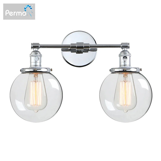 Decorbites™ Glas-Kugeln-Globus-Wandleuchte für Retro-Heimdekoration – Doppeltes Haupt E27 Wandleuchte