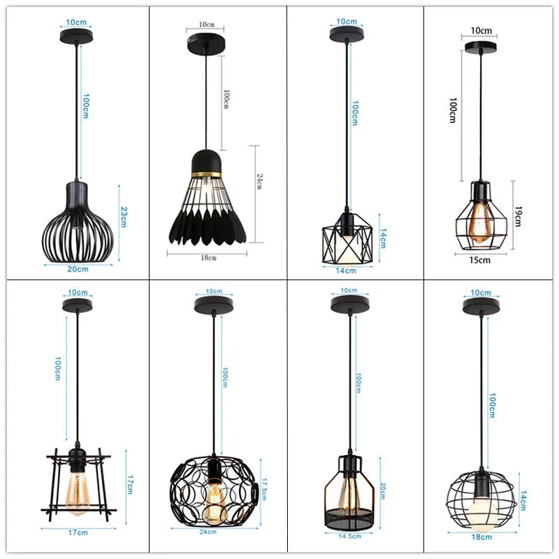 Decorbites™ Industrielles Nordisches Käfig-Pendant-Licht, Schwarzes Eisen Retro-Loft-Hängeleuchte