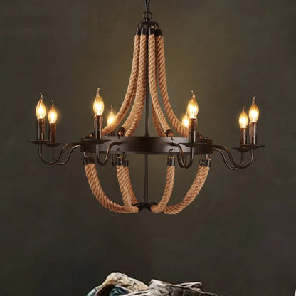 Decorbites™ Industrielles Hanfseil-Leuchter: Vintage-Loft-Stil für Beleuchtung in Bar, Café und Zuhause