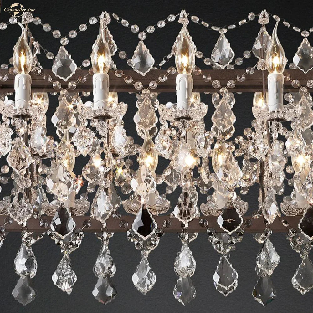 DecorBites™ Iron Crystal LED Chandelier: 19th Century Style Kitchen Pendant Light