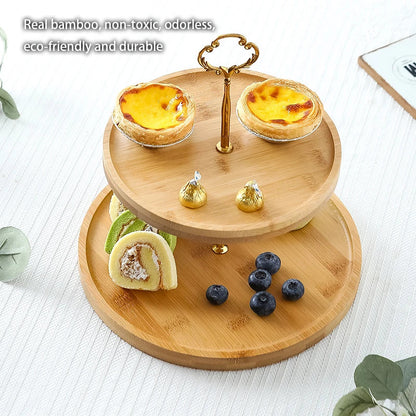 Decorbites™ Bambus-Frucht-Kuchenständer-Set Holztischgeschirr Snack-Dessert-Bonbon-Teller
