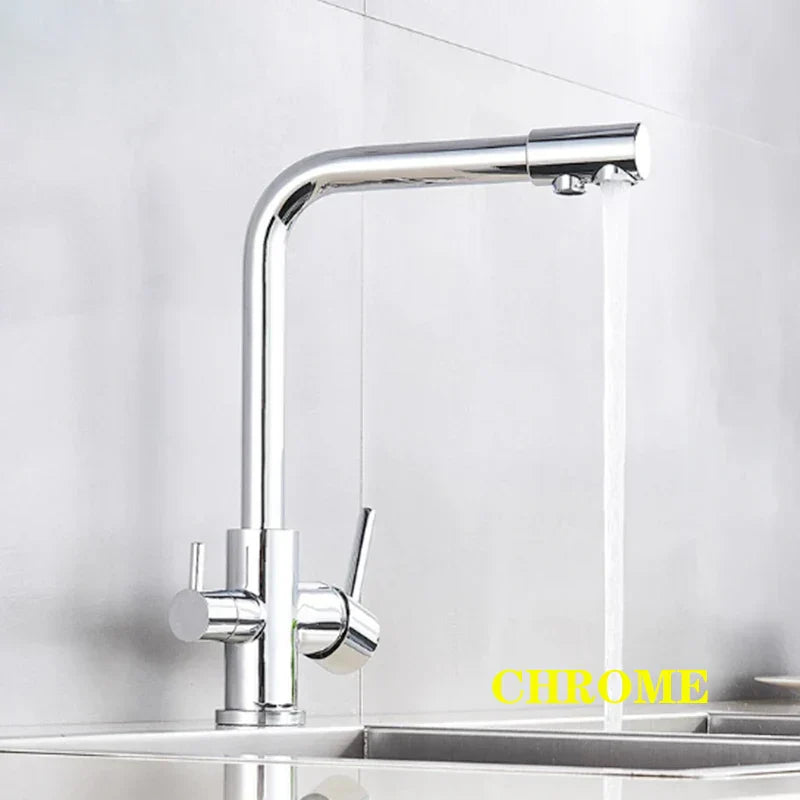 Decorbites™ Zweifachauslauf Chrom Küchenarmatur Wasserfilter Mischbatterie
