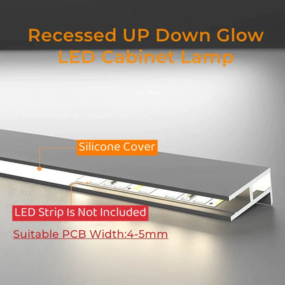 Decorbites™ LED-Schrankschichtlampe: Ultradünne Aluminiumprofile, Auf- und Abwärts-Hintergrundbeleuchtung, 18mm-Platte.