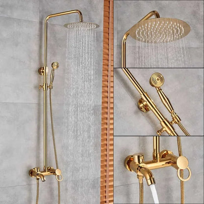 Decorbites™ Golden Shower Armaturensatz mit 8" Regensprühkopf, Wandmontierte Handbrause