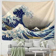 Decorbites™ Kanagawa-Wellen-Hängende Gobelin: Boho-Sonne-Wandgobelins, Bettüberwurf, Yogamatte