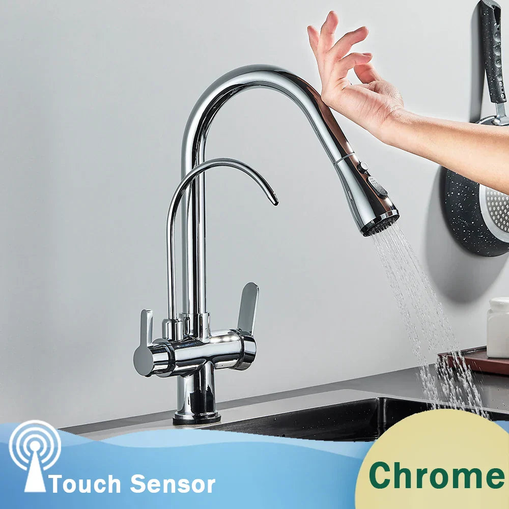 Decorbites™ Schwarzer Küchenarmatur mit Dual-Modus 2 in 1 Reiner-Wasser-Mischbatterie