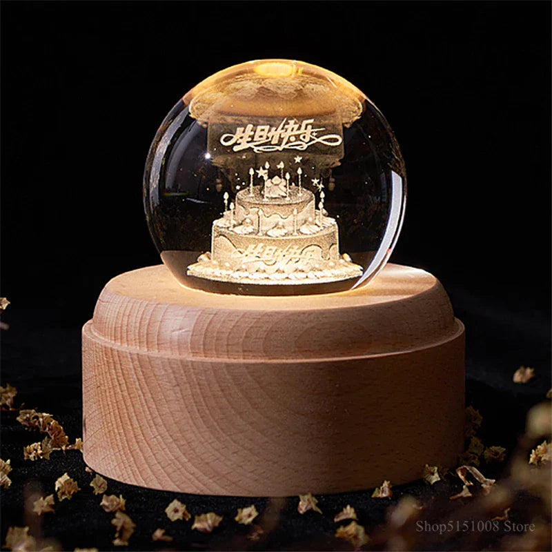 Decorbites™ Kristallkugel-Nachtleuchte USB-Musikbox Universen-Globus 3D-Lampe
