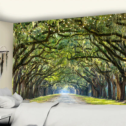 DecorBites™ Jungle Path Mandala Tapestry Wall Hanging: Psychedelic Witchcraft Bohemian Nature Scenery