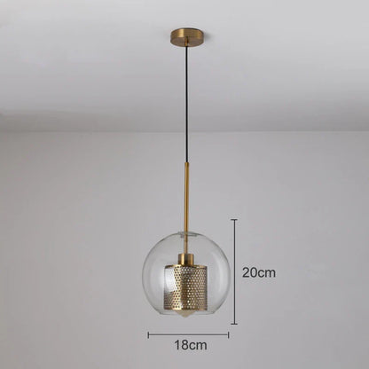 DecorBites™ Gold Mesh Glass Ball Pendant Light Industrial Kitchen Fixture