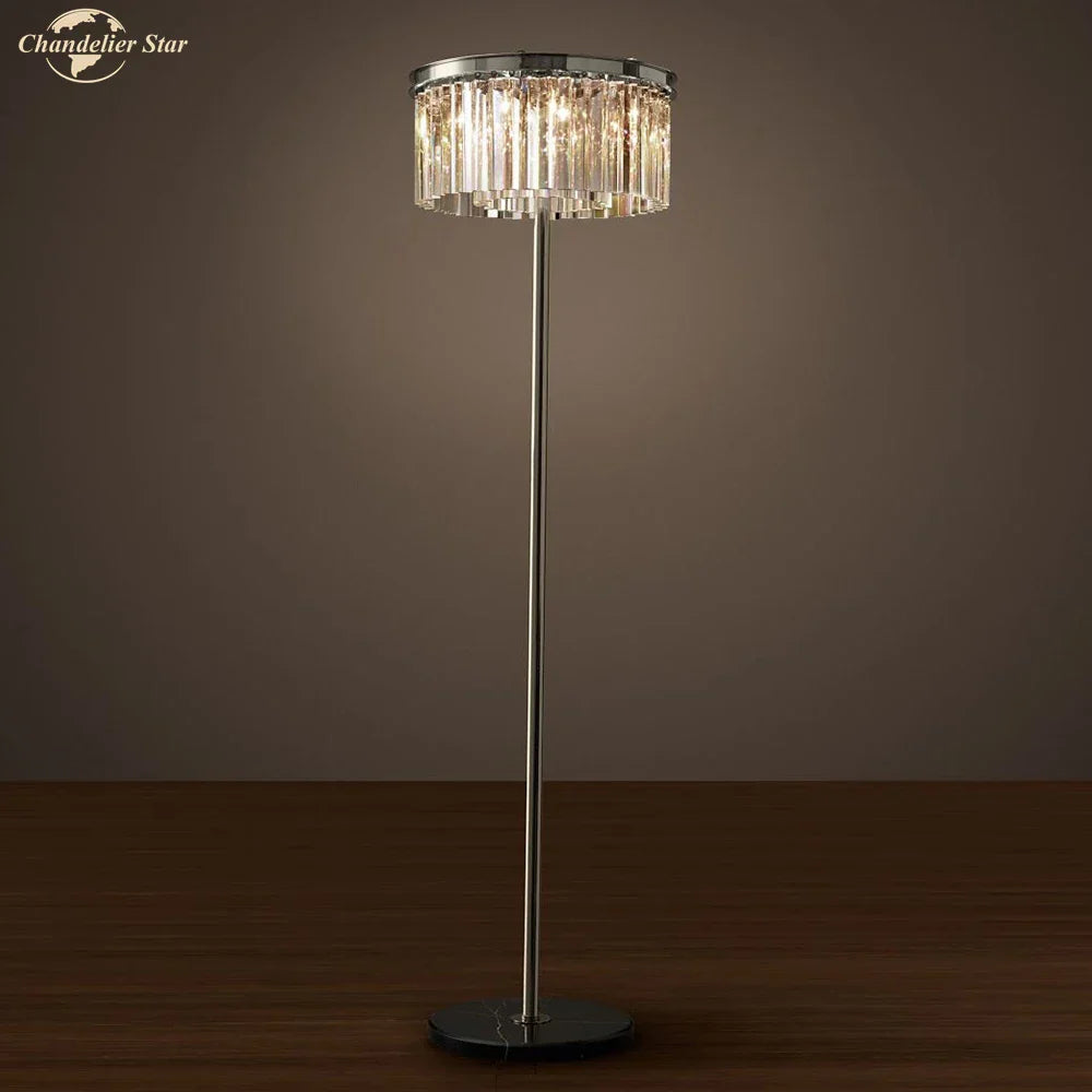 Decorbites™ Industrielle Kristall-LED-Stehlampe Chrom Schwarz Metall Stehleuchte