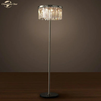 Decorbites™ Industrielle Kristall-LED-Stehlampe Chrom Schwarz Metall Stehleuchte