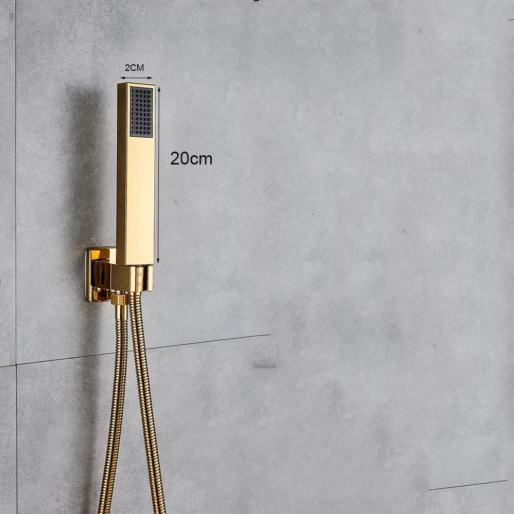 Gold Rainfall Shower Faucet With Digital Display