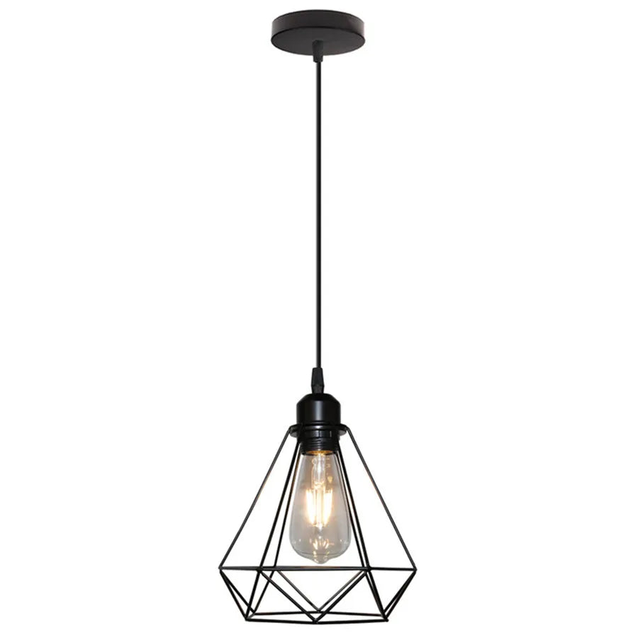 DecorBites™ Diamond Cage Wrought Iron Pendant Light for Dining Room and Kitchen Island