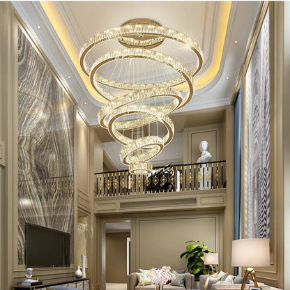Decorbites™ Kristall-LED-Kronleuchter: Luxuriöse moderne Ringtreppen-Hängeleuchte für die Wohnzimmerdekoration