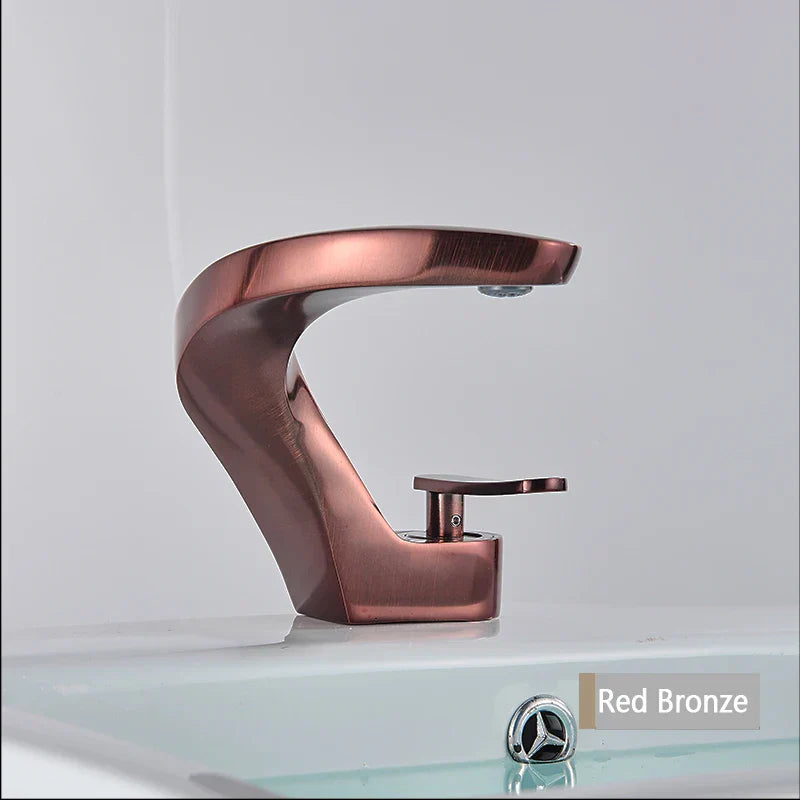 Decorbites™ Gebürsteter Goldiges Waschbeckenarmatur: Moderne Messing Deckenmontierte Badezimmer Mischbatterie