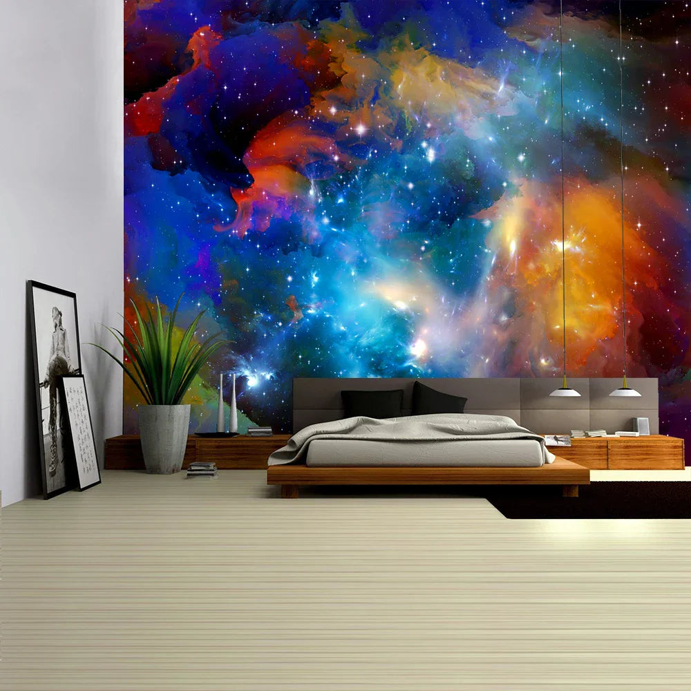 Decorbites™ Galaktisches psychedelisches Weltraum-Gobelin als Wandbehang für hochwertige Boho-Dekoration