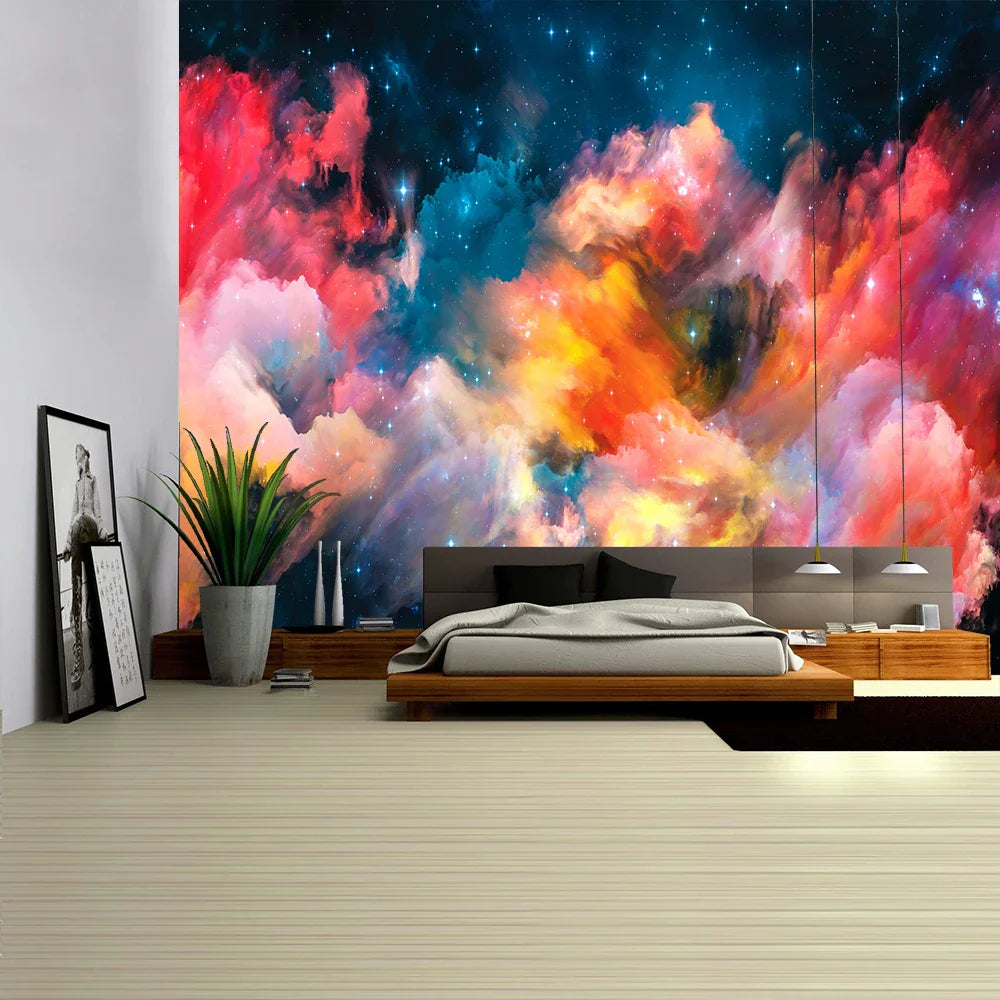Decorbites™ Galaktisches psychedelisches Weltraum-Gobelin als Wandbehang für hochwertige Boho-Dekoration