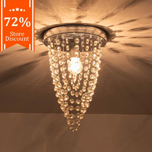 DecorBites™ Crystal Sun Flower Ceiling Chandelier - Golden/Silver for Foyer, Bedroom, Aisle Decor