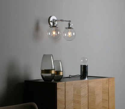 DecorBites™ Glass Ball Globe Wall Light for Retro Home Decor - Double Heads E27 Sconce
