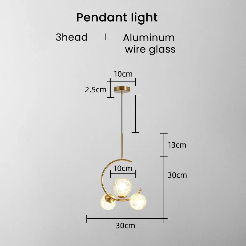 Gold Glass Ball Chandelier 6-Head Clear Spheres