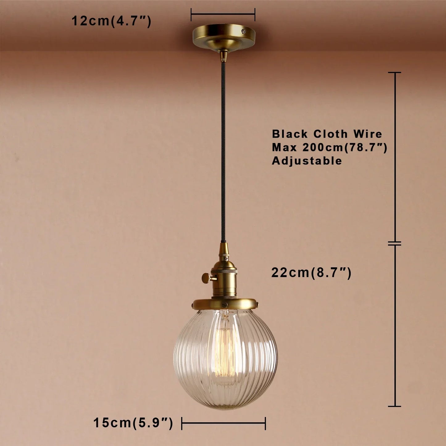 Decorbites™ Klar-Glas-Kugelleuchte E27 Hängelampe für Wohnzimmer Loft