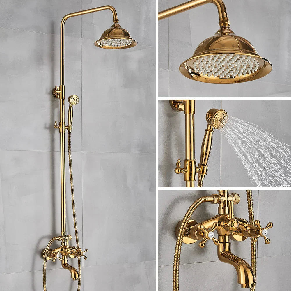 Gold Brass Tub Faucet Set