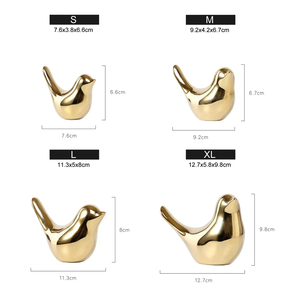 Gold Ceramic Bird Figurines