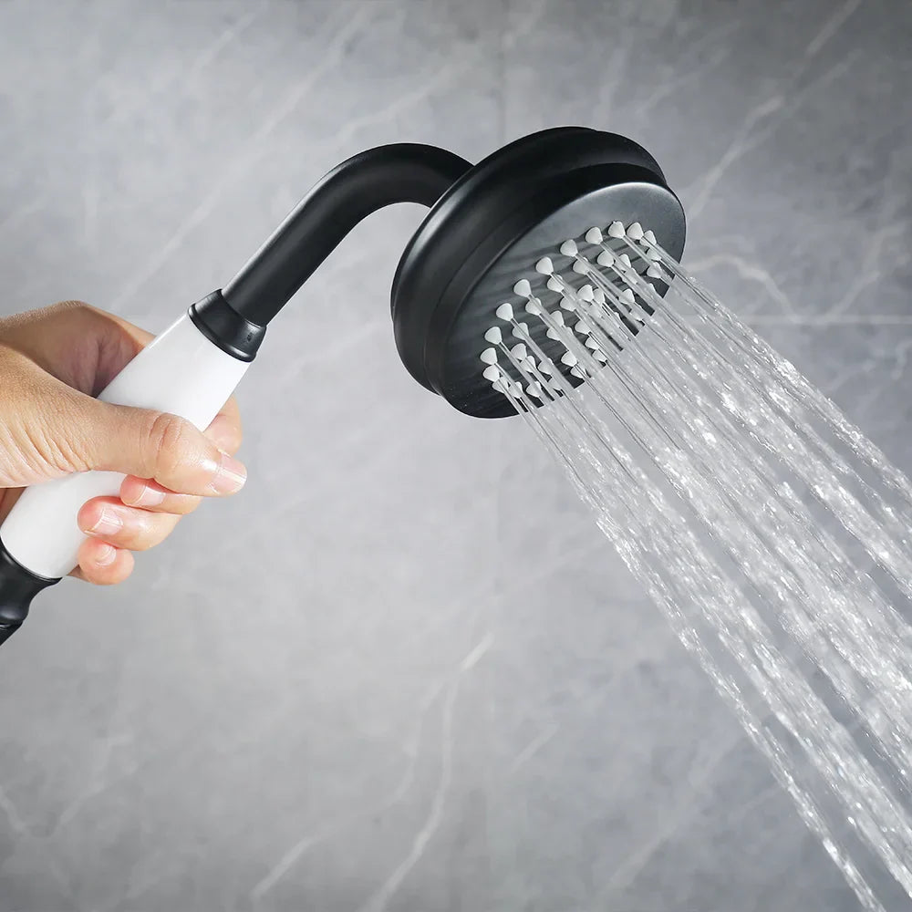 DecorBites™ Industrial Black Floor Standing Dual Handle Bathroom Shower Faucet