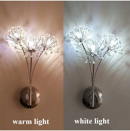 Decorbites™ Löwenzahn-Kristallblumen-Wandlampe für Badezimmer, Schlafzimmer, Wohnzimmer.