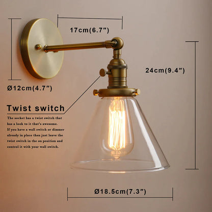 Decorbites™ Trichter-Glas-Wandleuchte E27 Wandlampe Moderne Schlafzimmer-Lampenarmatur