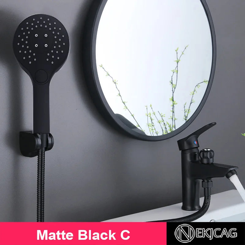 Decorbites™ Schwarze Kupfer Beckenarmatur mit Duschkopf und Zweifunktionsmischer