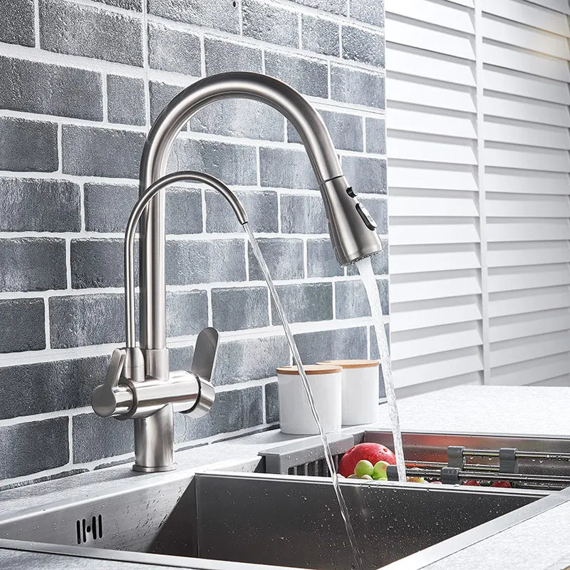 Decorbites™ Zweihand-Wasserfilter-Küchenarmatur für rotierende Wasserreinigung.