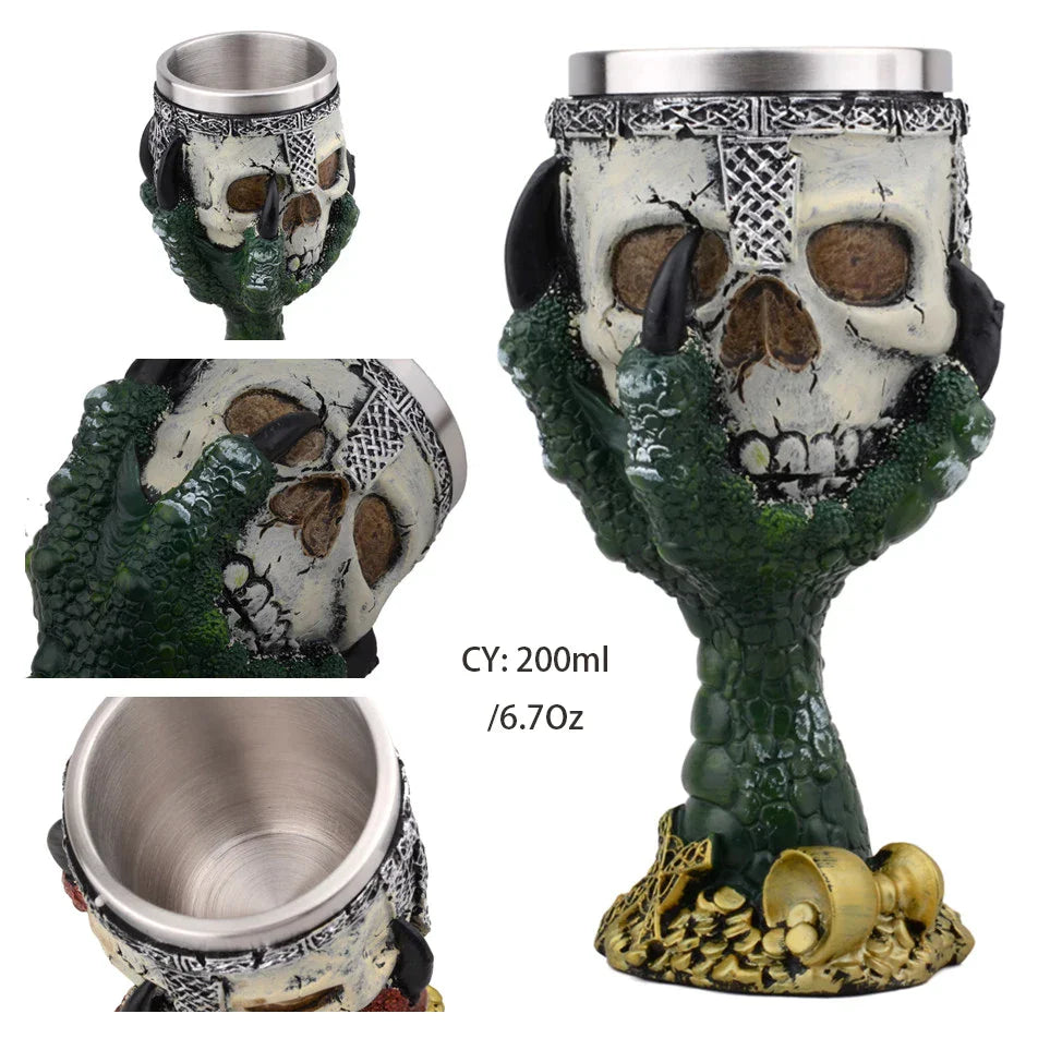Decorbites™ Drachenkönig-Becher 200ml: Retro Edelstahl-Weinglas Gotischer Whisky-Becher