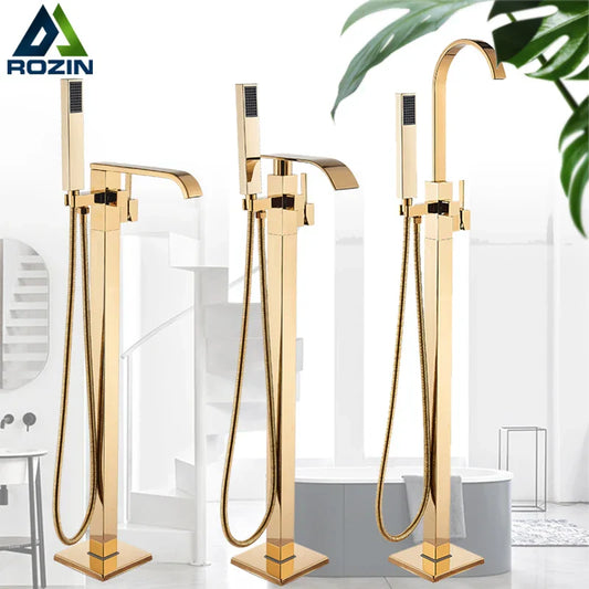 Decorbites™ Golden Badewannen-Duscharmatur Bodengestützte Wasserfall-Mischbatterie