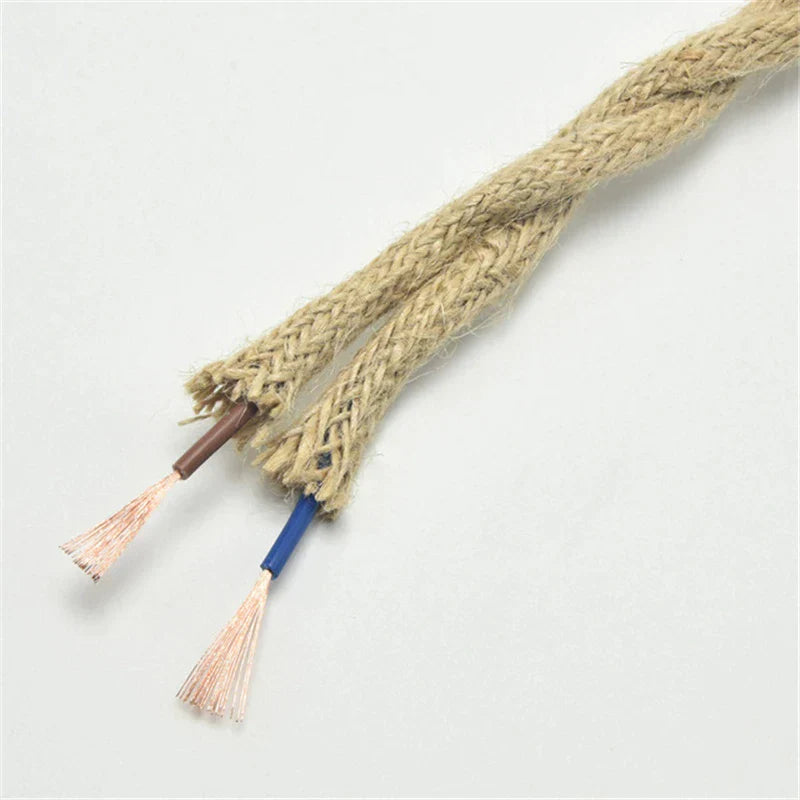 Decorbites™ 2Core Kupfer Hanf Seil Gewebtes Textil Draht Kabel - Vintage Industrielles Pendellampen Kabel
