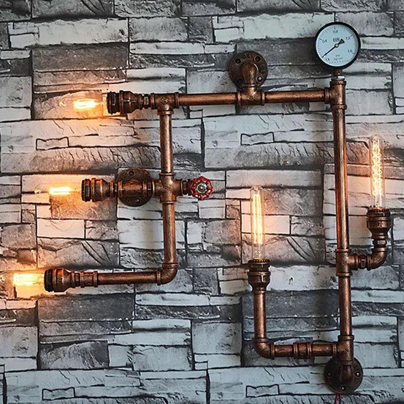 Decorbites™ Industrielle Wasserrohr-Wandlampen Eisenrost Retro-Wandleuchte Vintage-Heimbeleuchtung