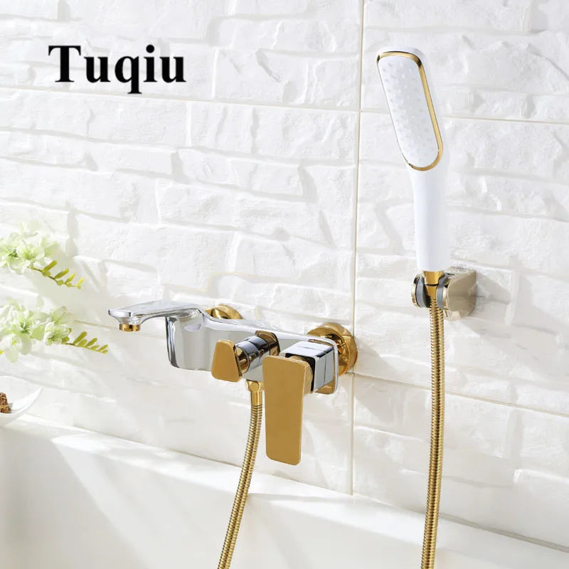 Gold White Wall Faucet