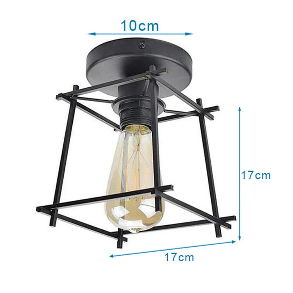 DecorBites™ Iron Cage Ceiling Light Modern Nordic Retro Black Loft E27 Home Lighting